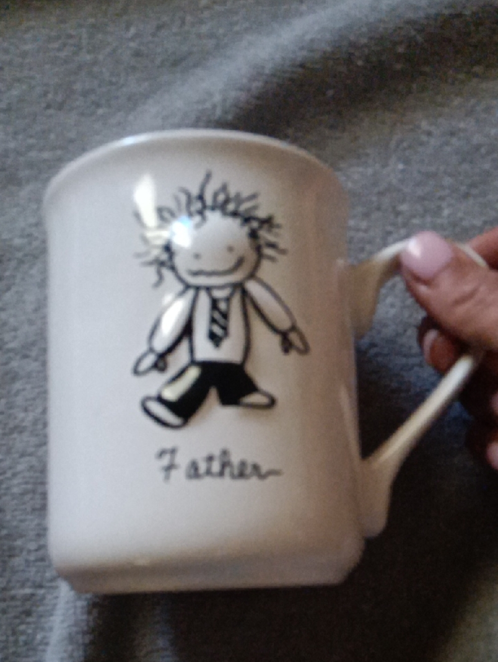 White Ceramic 'Father' Mug with Black Illustration